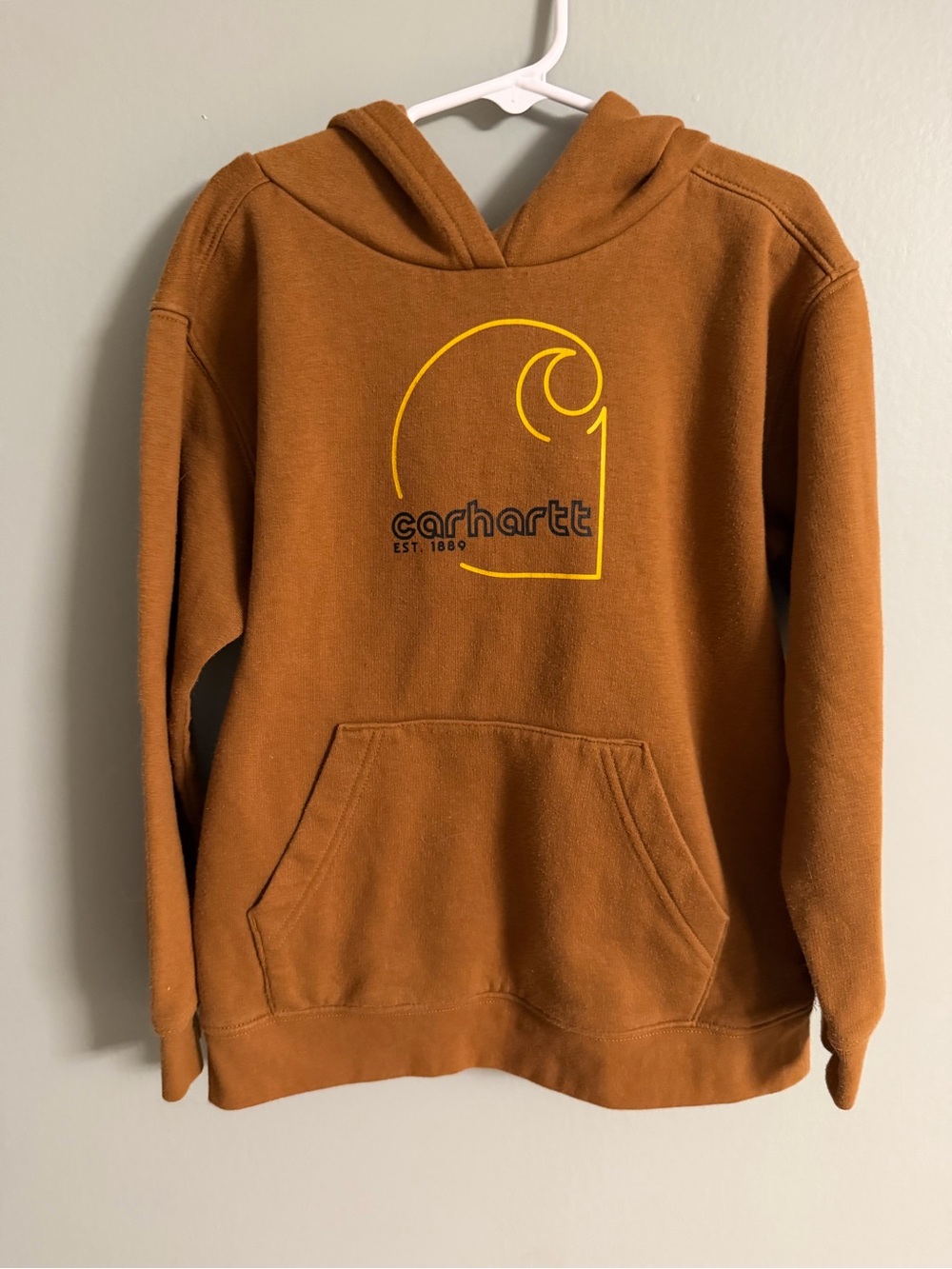 Carhartt Chest Logo Pullover in Caramel Brown with Yellow Accent